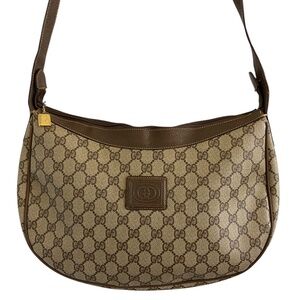 Authentic Vintage Gucci Half Moon Long Shoulder Bag GG Supreme Coated Canvas
